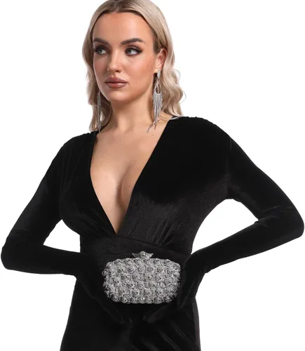 Miniatura 2 de Boutique De FGG Bolso de mano de cristal de calavera para mujer, bolso de mano de noche con diamantes de imitación, para fiesta, graduación