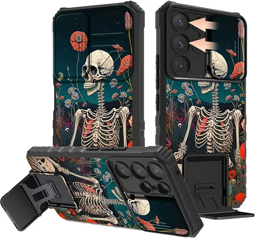 Miniatura 23 de Rossy Funda para Samsung Galaxy S22 Ultra para Samsung S22 Ultra con cubierta deslizante para cámara con función atril, funda híbrida de doble capa