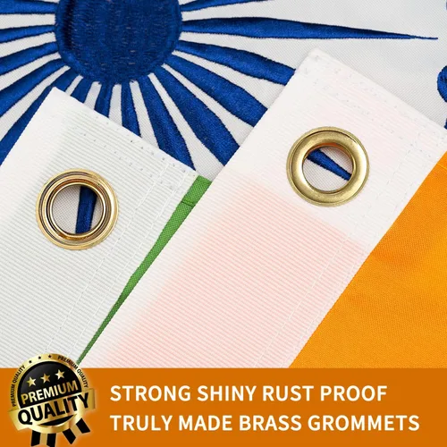 Miniatura 2 de XIFAN Bandera india prémium de 3 x 5 pies, para exteriores, grande, de doble cara, resistente, nailon 210D, bordado, bandera india nacional y país