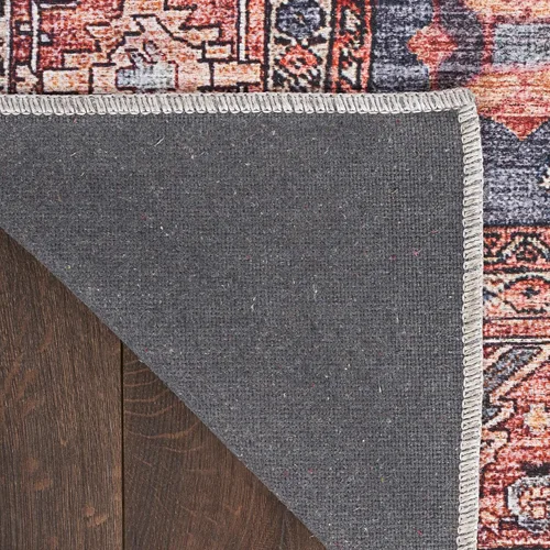Miniatura 7 de Nourison Brilliance - Alfombra de 2 x 6 pies, lavable a máquina, tradicional vintage, azul marino/ladrillo, fácil de limpiar, no se desprende
