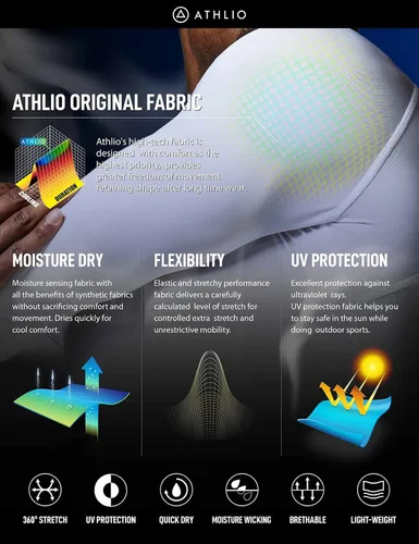 Miniatura 6 de ATHLIO - Paquete de 1 o 3camisetas de compresión de manga larga con FPU 50+ para hombre, camiseta de protección para deportes acuáticos