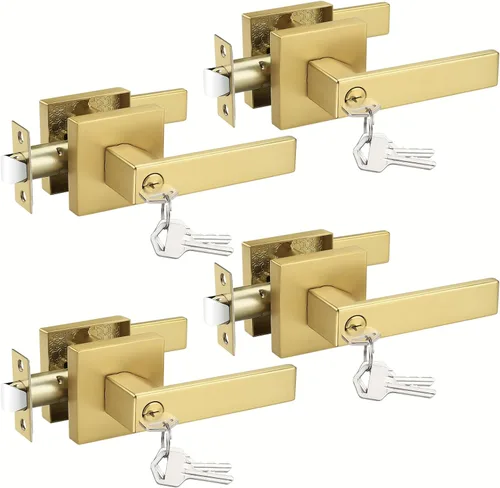Miniatura 9 de Probrico - Paquete de 6 manijas de puerta para entrada de dormitorio interior, perillas de puerta con cerradura de una llave, entrada con llaves