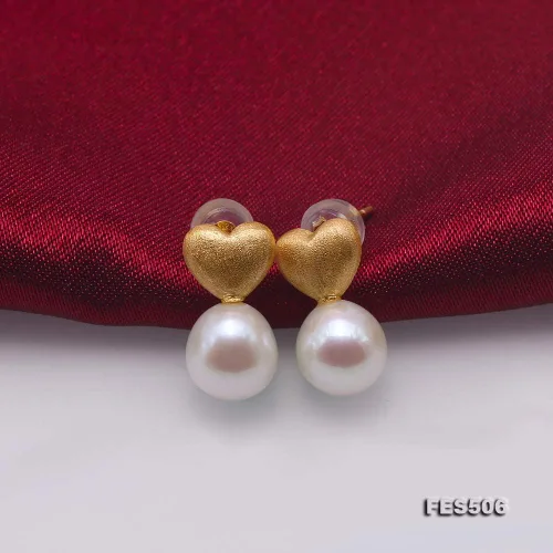 Miniatura 6 de JYX - Pendientes de plata de ley con forma de corazón y perlas de agua dulce de 0.315in