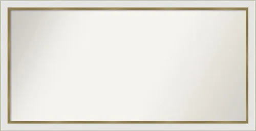 Miniatura 483 de Amanti Art Espejo de baño blanco para sobre el fregadero, 30 x 35 pulgadas, espejo de tocador rectangular estrecho de Eva de oro blanco, marco