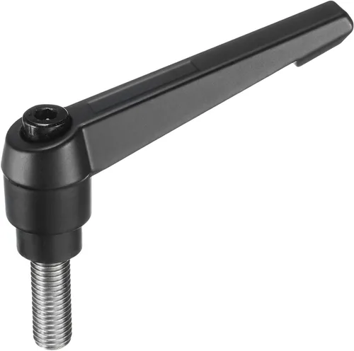 Miniatura 15 de uxcell Manija de palanca de sujeción ajustable M5 x 0.787 in óxido negro métrico acero al carbono macho roscado perillas de mano con botón