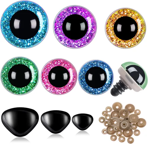 Miniatura 8 de UPINS 180 piezas de ojos y nariz grandes de seguridad de 0.47 a 1.18 pulgadas con arandelas para ojos de animales de peluche Amigurumi, muñeca