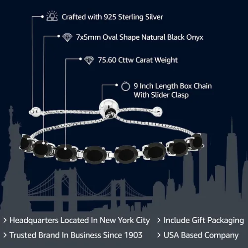 Miniatura 2 de Gem Stone King Pulsera de plata de ley 925 con piedra natal ovalada de 0.276 x 0.197 in para mujer, totalmente ajustable hasta 9 pulgadas