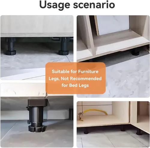 Miniatura 3 de Paquete de 2 elevadores de muebles de 4 pulgadas, elevadores de cama de 4 pulgadas, resistentes con almohadillas antideslizantes, soporta 1000