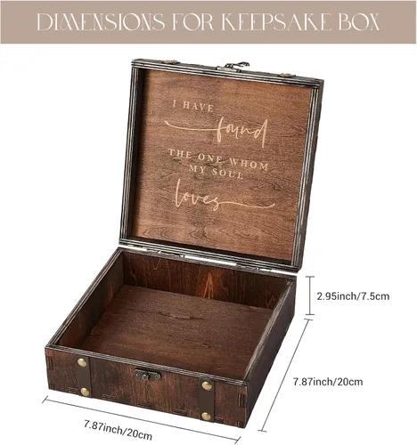 Miniatura 2 de AW BRIDAL Caja de Recuerdos de Boda para Señor y Señora para Parejas, Cajas de Madera con Tapa, Regalos de Despedida de Soltera para Novia, Fiesta