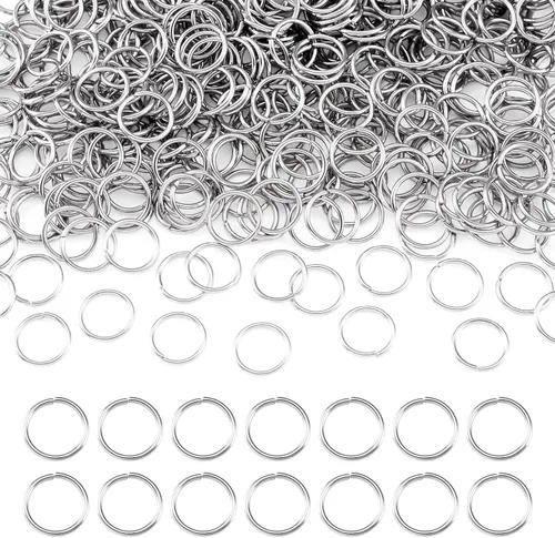 Miniatura 13 de Craftdady 1000 anillos de acero inoxidable abiertos de 0.315 in redondos de 0.039 in de grosor para fabricación de joyas