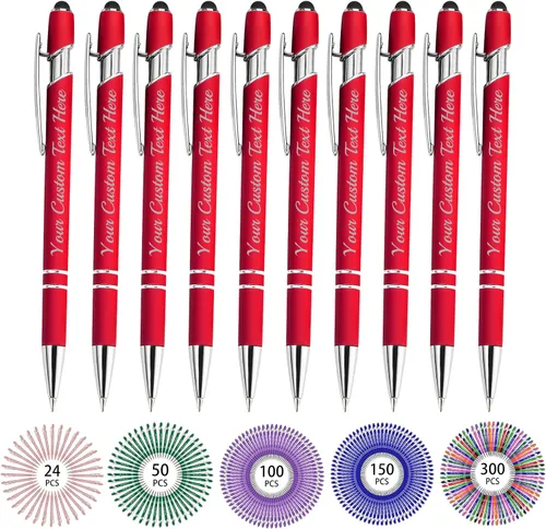 Miniatura 27 de Hasta 500 bolígrafos personalizados a granel, bolígrafo grabado personalizado con punta de lápiz capacitivo, carcasa multicolor retráctil, bolígrafo