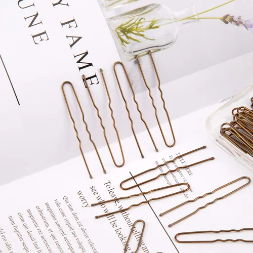 Miniatura 3 de AIEX Kit de 200 horquillas en forma de U, horquillas para el cabello, pinzas para el cabello para mujeres y niñas y peluquería (bronce)