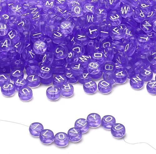 Miniatura 14 de LAIDANLA - 1500 cuentas de letras acrílicas del alfabeto doradas, cuentas redondas blancas de 7×4mm para hacer joyas, pulseras, collares, llaveros
