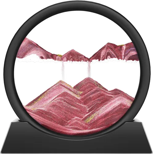 Miniatura 17 de Wai Danie - Cuadro de arena movediza 3D con forma de reloj de arena de mar profundo, pintura de movimiento líquido con marco de arena fluida Oro