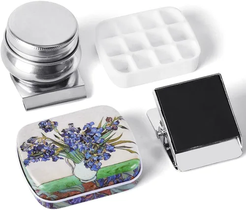 Miniatura 16 de Caja de estuche de pintura de acuarela portátil de mini lata de 12 celdas vacía es un pequeño kit de viaje de almacenamiento con clip magnético