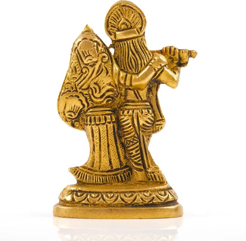 Miniatura 3 de Latón Radha Krishna Pooja Murti Estatua de ídolo de Dios Señor, escultura religiosa espiritual, estatua antigua india, decoración de decoración