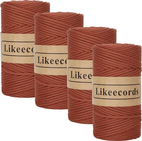 Miniatura 30 de Cordón de Algodón Trenzado 3mm x 109 yardas - Cuerda de Macramé Colorida para Manualidades, Ganchos, Colgantes de Pared - 100% Algodón Natural