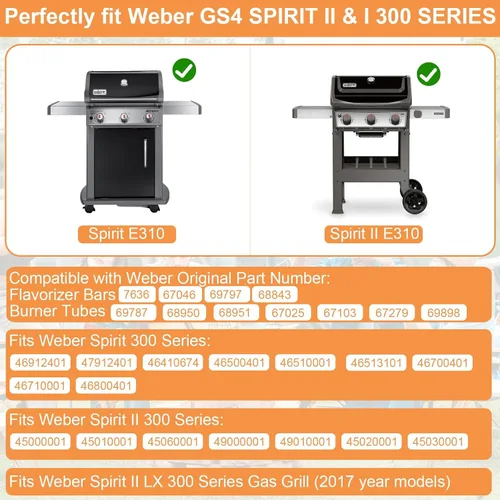 Miniatura 2 de Piezas de parrilla para Weber Spirit 2, piezas de parrilla GS4 Spirit II & I E310 E320 S310 S320, reemplazo para barras saborizantes Weber Spirit