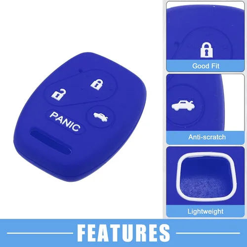 Miniatura 3 de Estuche protector de llave inteligente con 4 botones para Honda Accord Civic CR-V Element Pilot, de silicona, negro y azul (Paquete de 2)