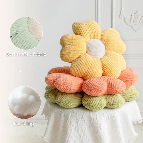 Miniatura 5 de Sioloc Almohada Decorativa con Forma de Flor, Almohada con Forma de Flor, Almohada de Suelo, Cojín de Asiento, Bonita Almohada Estética como Verde