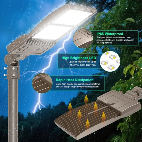 Miniatura 3 de Luz LED de Poste para Estacionamiento de 480V 320W con Montaje de Ajuste Deslizante, Luces LED Tipo Caja UL DLC Certificadas 44800LM 5000K Luces