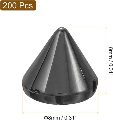 Miniatura 2 de uxcell 200 tachuelas acrílicas con forma de cono de espiga, 0.316 x 0.315 pulgadas, parte trasera plana, pegamento para coser en cuentas punk