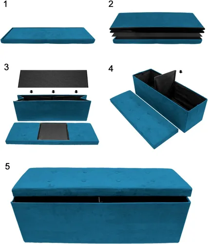 Miniatura 8 de Sorbus – Banco otomano plegable, De Almacenamiento Con Tapa – perfecto para juguetes y zapatos, Otomano, asiento, reposapiés, color contemporáneo