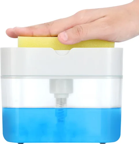 Dispensador de jabón para platos de calidad premium – Cocina de encimera, dispensador de jabón para lavar platos del fregadero de 13 onzas (esponja