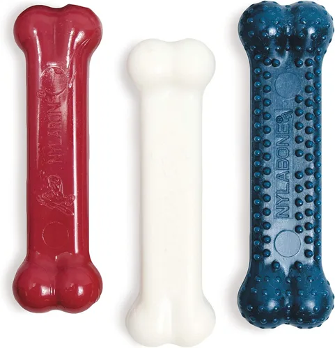Nylabone Original Bone Power - Paquete de valor de juguetes masticables para perros, juguetes duraderos para perros masticadores agresivos, sabor