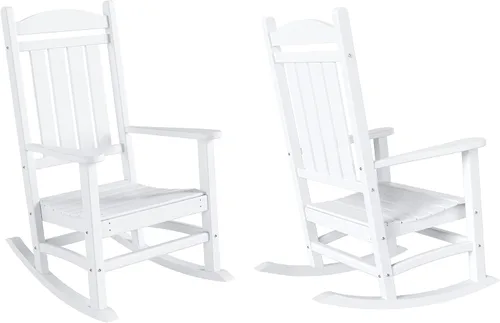 Miniatura 16 de HDPE Laguna Silla mecedora Adirondack de polietileno para exteriores (juego de 2), color negro