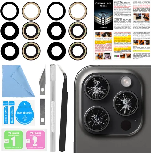 Miniatura 18 de 2PCS ASDAWN Reemplazo de Cristal de Lente de Cámara Trasera para iPhone 11 Pro y 11 Pro Max Reemplazo de Lente de Cámara con Adhesivo Preinstalado +