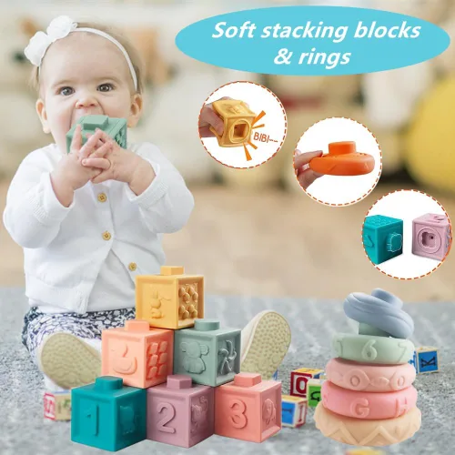 Miniatura 2 de ELLECK Juguetes Montessori para bebés de 6 a 12 meses, juguetes Montessori para niños pequeños de 1 a 3 años, cubo ocupado mordedor, baño 6 en 1