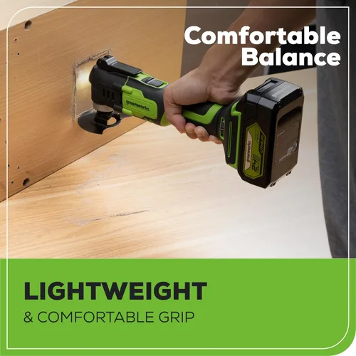 Miniatura 5 de Greenworks 24V - Multiherramienta inalámbrica, herramienta oscilante para cortar/clavar/raspar/lijar con control de 6 velocidades variables, batería