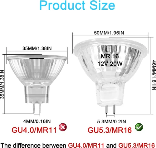Miniatura 4 de Bombilla halógena MR16 de 20 W regulable de 12 V GU5.3 con base de dos pines con larga vida útil, bombillas MR16 blancas cálidas de 2700 K