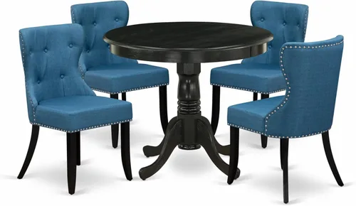 Miniatura 13 de East West Furniture ANSI3-ABK-21 - Juego de comedor de 3 piezas que contiene una mesa de cocina redonda con pedestal y 2 sillas de comedor Parson