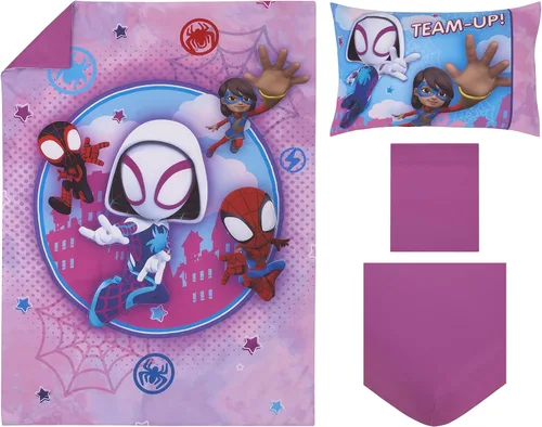 Miniatura 13 de NoJo Marvel Guardians of The Galaxy Azul Let's Rock Juego de Cama para Niños Pequeños de 4 Piezas - Edredón, Sábana Bajera Ajustable, Sábana