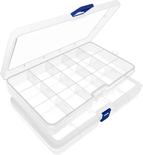 Miniatura 11 de DUOFIRE Recipiente organizador de plástico separador almacenador ajustable compartimento modular con tapa para joyas abalorios aretes herramientas