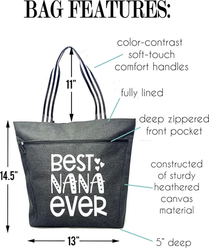 Miniatura 127 de Brooke & Jess Designs Bolso de mano para la abuela – Bolso de lona resistente con cremallera y bolsillo interior para la abuela para uso diario