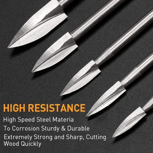 Miniatura 3 de Brocas de tallado de madera para herramienta giratoria Dremel, 5 piezas de accesorios de taladro de grabado, herramienta de tallado de madera