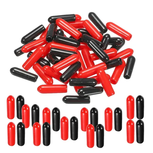 Miniatura 66 de MECCANIXITY 50 unids tapas de goma Surtido de 0.079 in PVC vinilo tornillo rosca protector para tornillo tornillo negro rojo