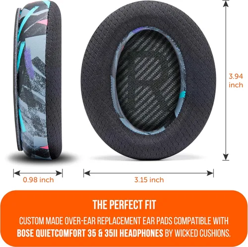 Miniatura 5 de WC Freeze QC35 - Almohadillas de gel refrescante para auriculares Bose QC35 y QC35ii (QuietComfort 35) y más Tela deportiva transpirable, gel
