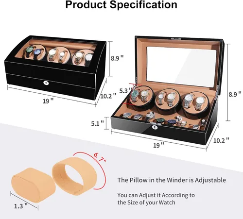 Miniatura 3 de Sepano Bobinadora automática de reloj colector I 6 bobinadoras de reloj con 7 cajas de almacenamiento y motor silencioso Mabuchi gran capacidad uno
