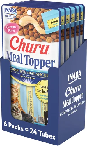 Miniatura 8 de INABA Churu - Cubrecomida para gatos, completa y equilibrada, cremosa, para lamer puré para gatos, tubo de 0.5 onzas, 24 tubos (4 por paquete)