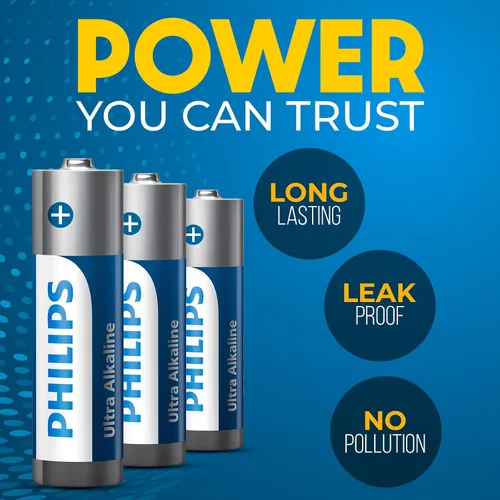 Miniatura 6 de PHILIPS Paquete de 12 pilas AA Batería doble A ultra alcalina de 1.5 V 132% más de potencia que el estándar de la industria Larga duración