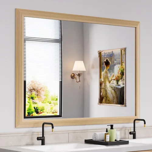 Miniatura 100 de Amorho Espejo de Baño Negro, Espejos de Pared de 24x30 Pulgadas con Marco de Metal Grueso para Sobre el Fregadero, Dormitorio, Sala de Estar
