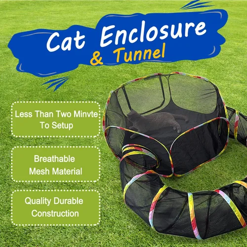 Miniatura 4 de CLKHOWL Recinto para gatos al aire libre, carpas portátiles para gatos para exteriores, sin jaula para exteriores, recinto para mascotas, túnel