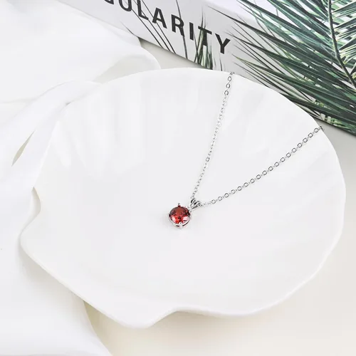Miniatura 12 de 8mm Round Cubic Zirconia Sterling Silver Necklace Dainty Necklace Birthstone Jewelry Pendant Necklaces for Women