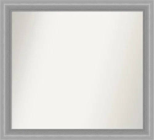 Miniatura 393 de Amanti Art Espejo de baño plateado para sobre el fregadero, 24 x 24 pulgadas, espejo cuadrado de peltre forjado a medida, marco de madera casual