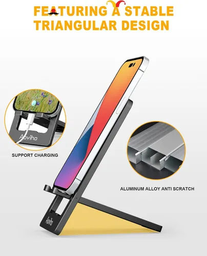 Miniatura 4 de Aoviho Soporte de teléfono para escritorio, soporte de teléfono de aluminio plegable ultrafino, soporte portátil de viaje y oficina para teléfono