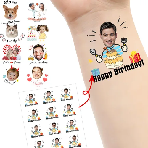 Miniatura 14 de Tatuajes personalizados temporales personalizados temporales con nombre, logotipo, foto facial para adultos, boda, cumpleaños, San Valentín
